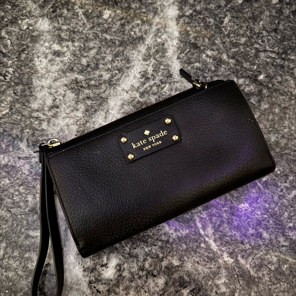 Kate Spade Black Leather Clutch Wristlet